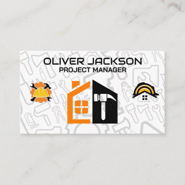 Construction Builder | Blue Collar | Home Repair Business Card (Front)