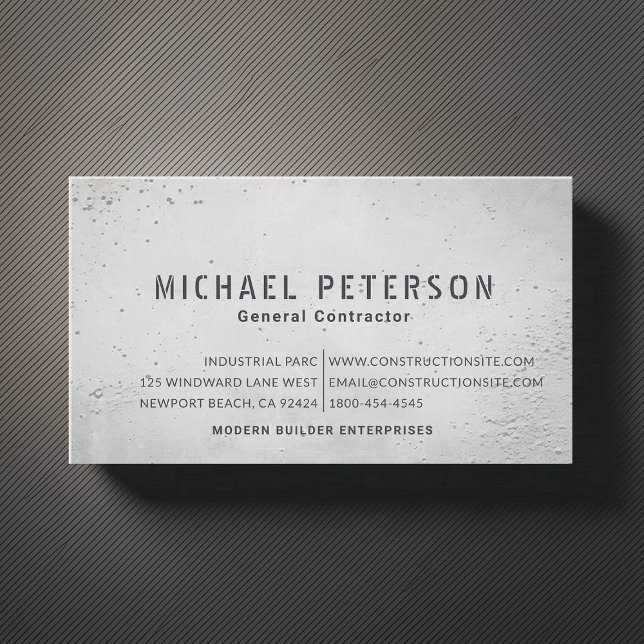 Construction Builder Developer Cement Mix Modern Business Card (construction company builder remodeling business card concrete cement simple minimalist modern)