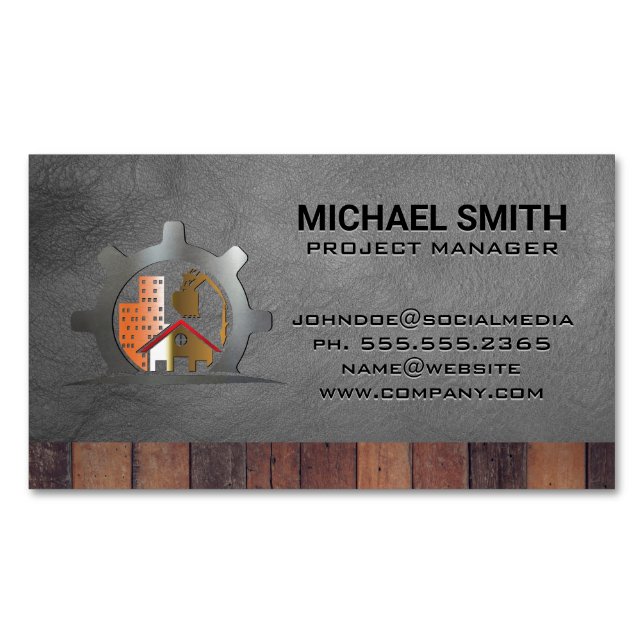 Construction | Builder Developer Magnetic Business Card (Front)