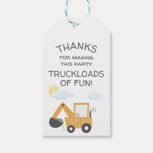 Construction Builder Little Digger Thank You Gift Tags