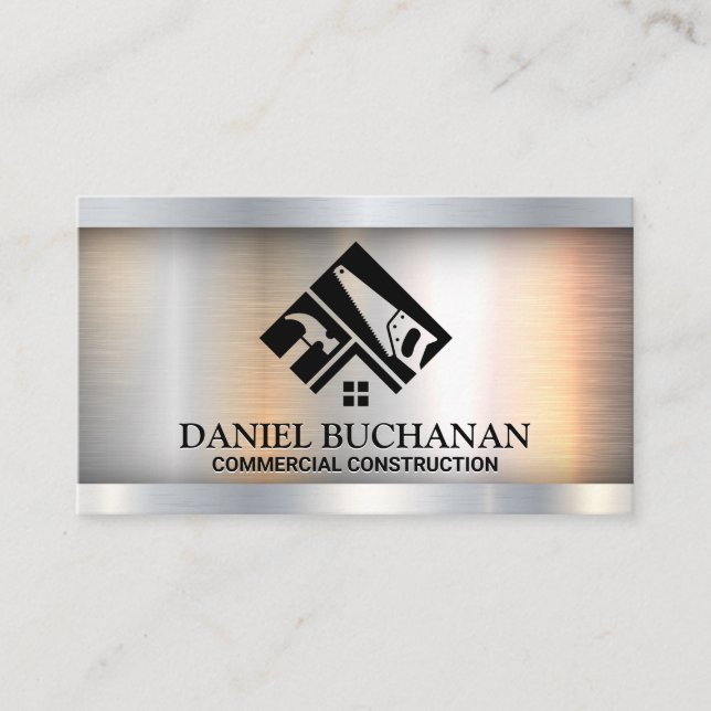 Construction Builder | Metallic  Business Card (Front)