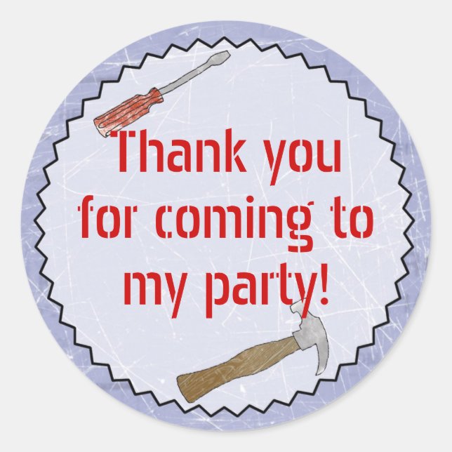 Construction/Builder Party Customisable Sticker (Front)