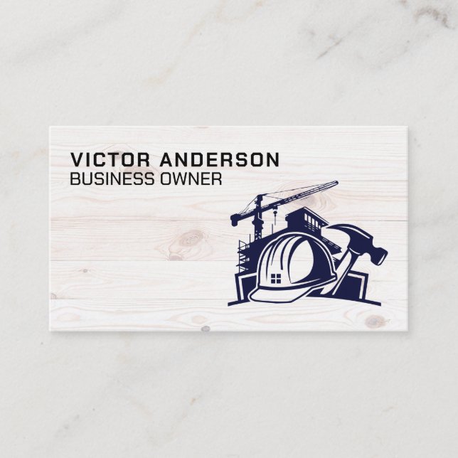 Construction Builder Site | Blue Collar Business Card (Front)