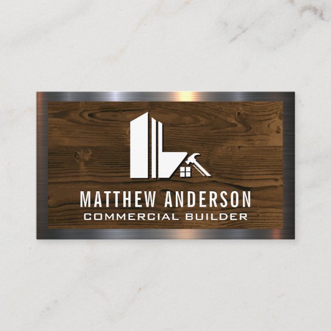 Construction Builder | Wood and Steel Business Card (Front)