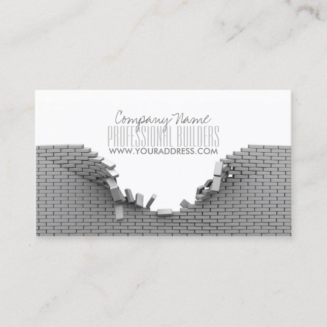 Construction Builders Grey Bricks Business Card (Front)