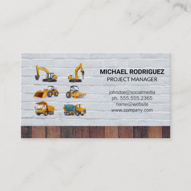 Construction | Builders | Heavy Machinery Business Card (Front)