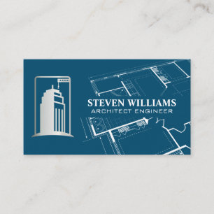 Construction Building   Architect Blueprint Business Card