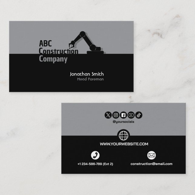 Construction Building Crane Business Card (Front/Back)
