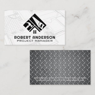 Construction Building Logo   Blueprints   Steel Business Card