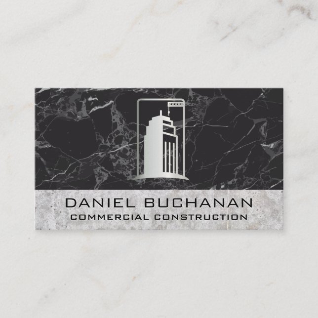 Construction Building | Marble Concrete Business Card (Front)