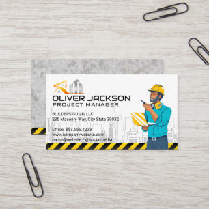 Construction Building Site   Project Manager Business Card