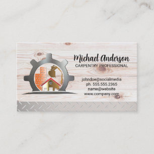 Construction Builds   Wood Steel  Business Card
