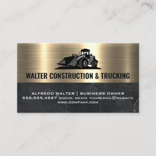 Construction Bull Dozer   Metallic Gold  Business Card