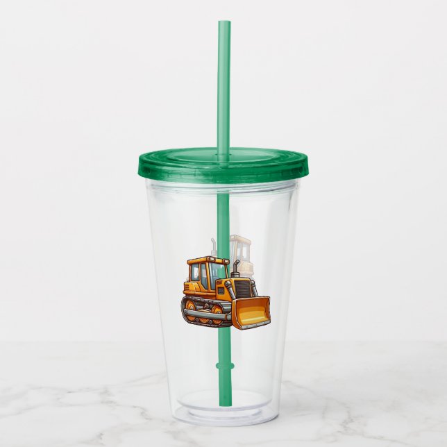 Construction/bulldozer Acrylic Tumbler (Front)