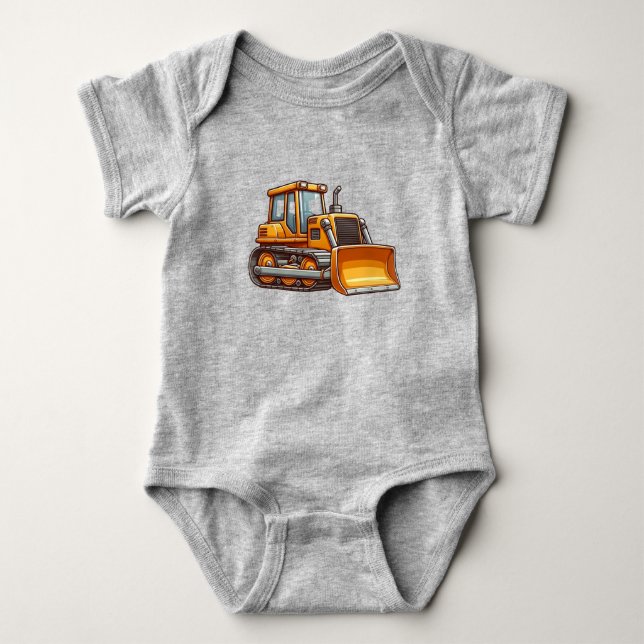 Construction/bulldozer Baby Bodysuit (Front)