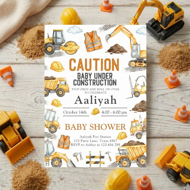 construction bulldozer celebration baby boy shower invitation (Creator Uploaded)