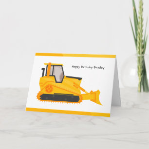 Construction Bulldozer Truck Birthday Card