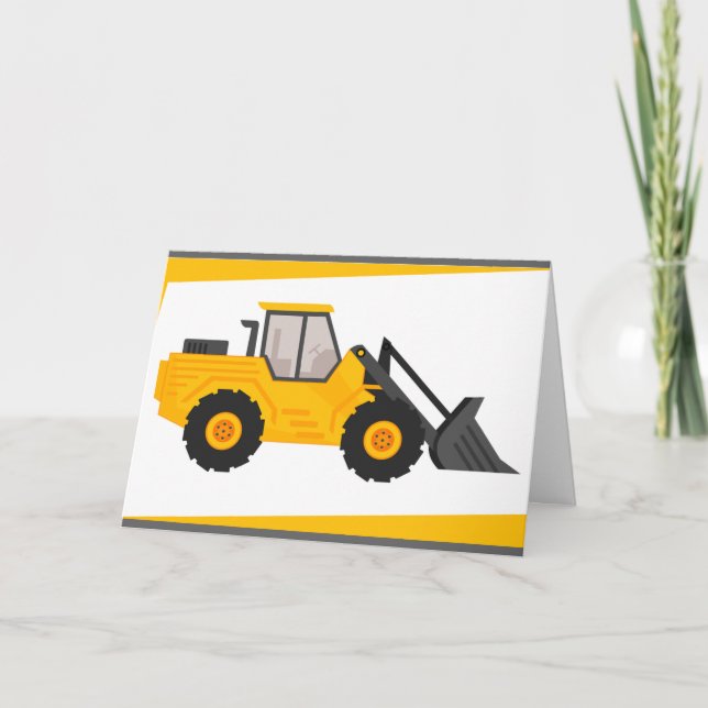 Construction Bulldozer Truck Birthday Card (Front)