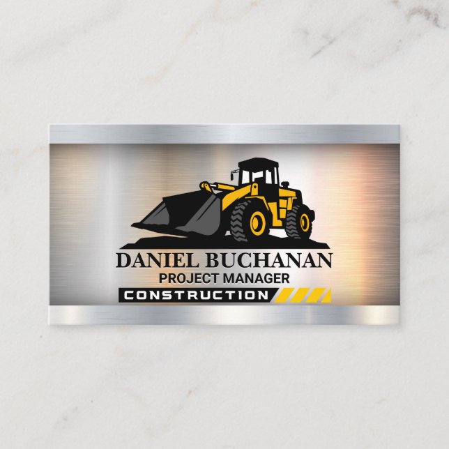 Construction Bulldozer Vehicle Business Card (Front)