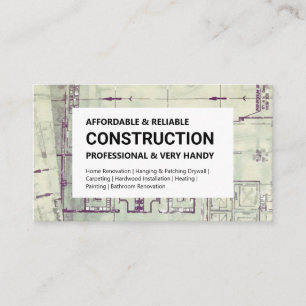 Construction Business Card - Blueprint on White