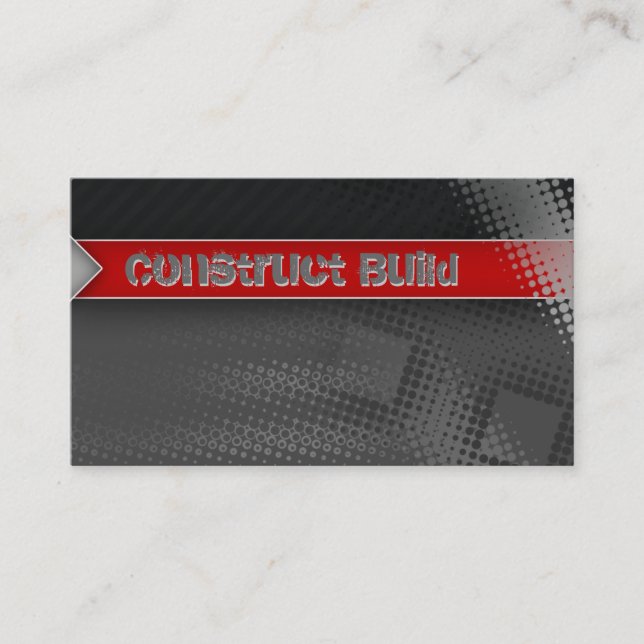 Construction Business Card Grunge red dots (Front)
