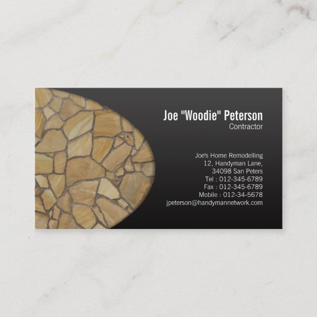 Construction Business Card Peachstone Pavement (Front)