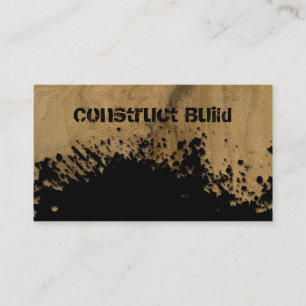 Construction Business Card Splash Oak Wood
