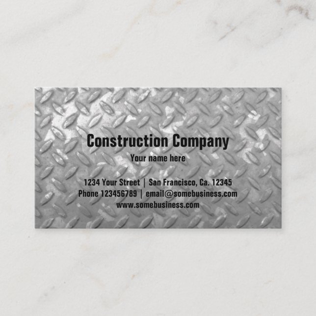 Construction business card template | Steel plate (Front)