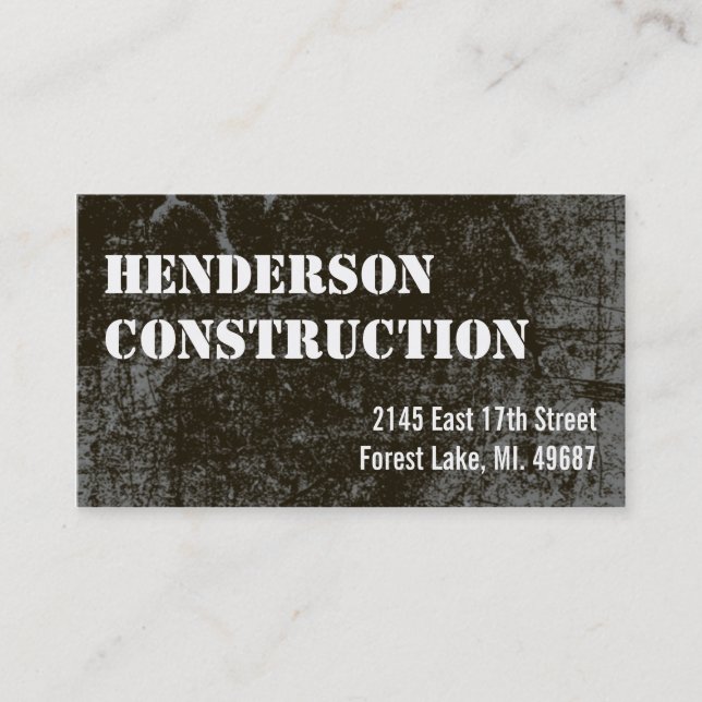 Construction Business Cards Dark Concrete (Front)