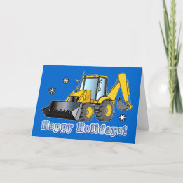 Construction Business Holiday Card: Backhoe