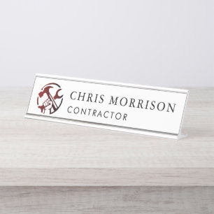 Construction Business Marketing Logo Desk Name Plate