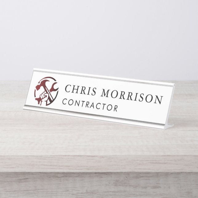 Construction Business Marketing Logo Desk Name Plate (Front)