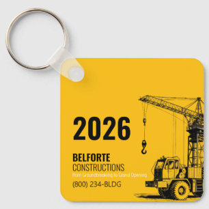 Construction Calendar   Yellow & Black Crane Key Ring