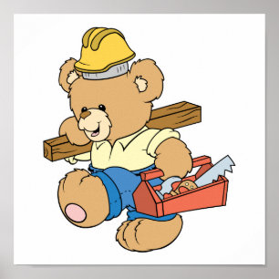 Construction Carpenter Bear Poster