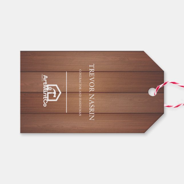 Construction Carpenter Gift Tags (Front (Horizontal))