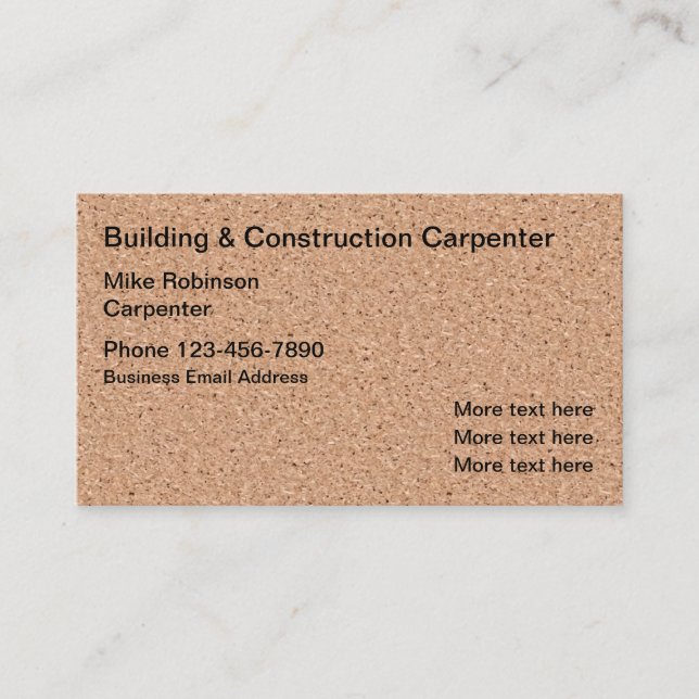 Construction Carpenter Plywood Business Cards (Front)