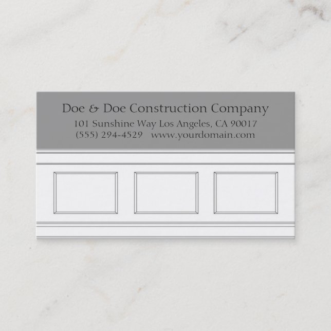 Construction Carpenter Wainscotting Moulding Business Card (Front)
