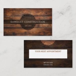 Construction Carpenter Wooden dark rustic timber  Appointment Card