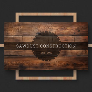 Construction Carpenter Wooden dark rustic timber  Business Card