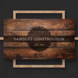 Construction Carpenter Wooden dark rustic timber Business Card