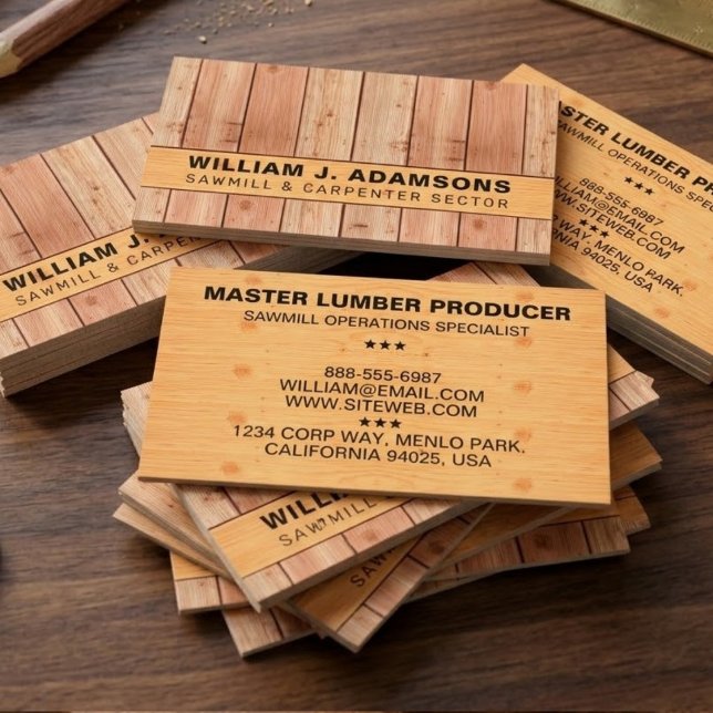 CONSTRUCTION / CARPENTRY | STYLISH, MODERN WOOD  BUSINESS CARD (Professional timber design stationery, Sleek wooden aesthetic business cards, Contemporary builder)