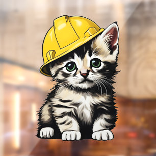 Construction Cat Window Cling