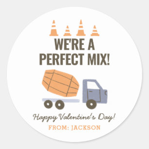 Construction Cement Mixer Kids Classroom Valentine Classic Round Sticker