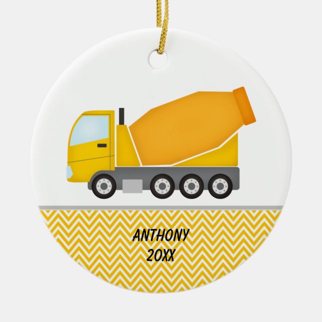 Construction Cement Mixer Personalised  Ornament (Front)