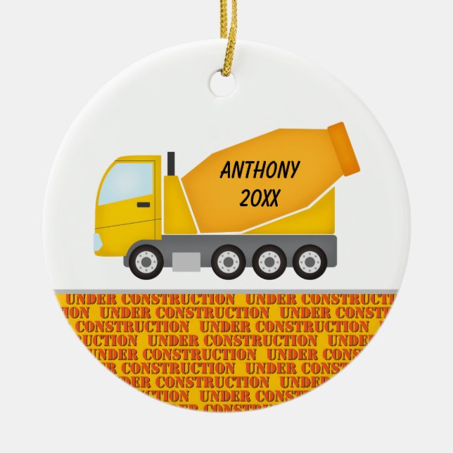 Construction Cement Mixer Personalised  Ornament (Front)