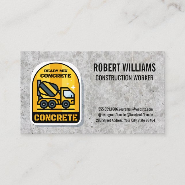 Construction | Cement Mixing Truck | Concrete Appointment Card (Front)