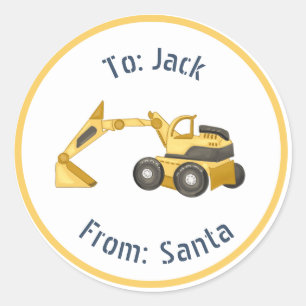 Construction Christmas Digger Christas Gift Tag