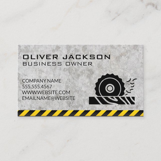 Construction | Circular Saw | Concrete Caution  Business Card (Front)