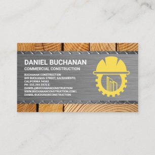 Construction Circular Steel Wood Builders Business Card