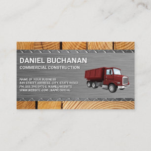 Construction   Circular   Steel Wood   Dump Truck Business Card